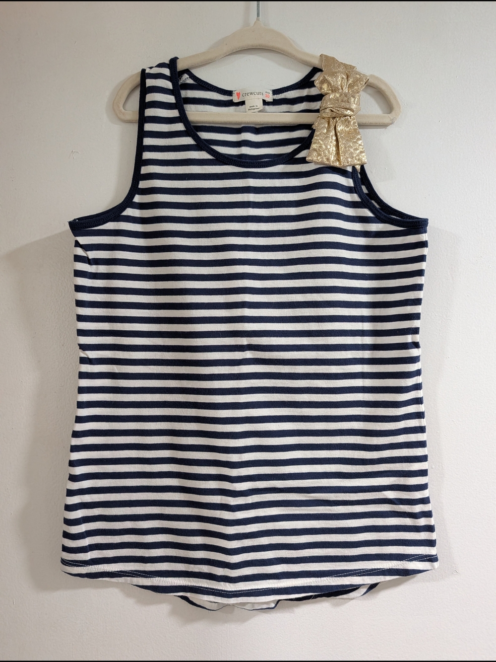 Crewcuts Navy and White Striped Bow Tank